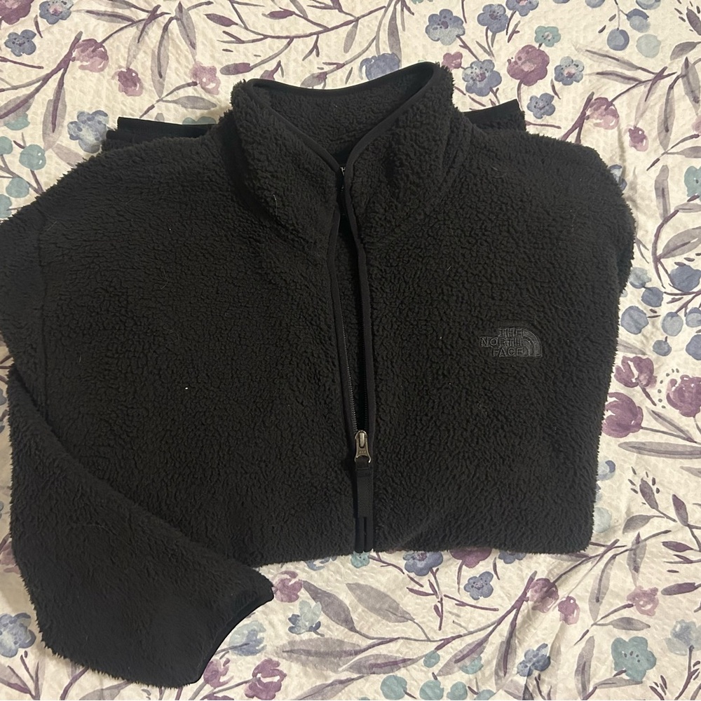 Mens North Face  Black Zip‎ Up Sherpa Jacket Size XXLT